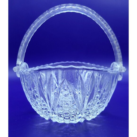 unbranded Other - Vintage Clear Pressed Glass Easter Egg Oval Bowl Basket Removable Handle